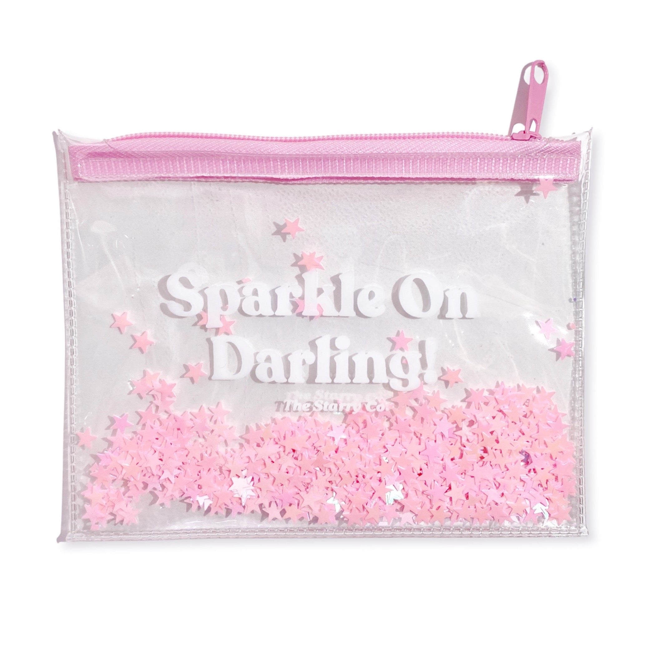 &quot;SPARKLE ON DARLING&quot; CLEAR POUCH