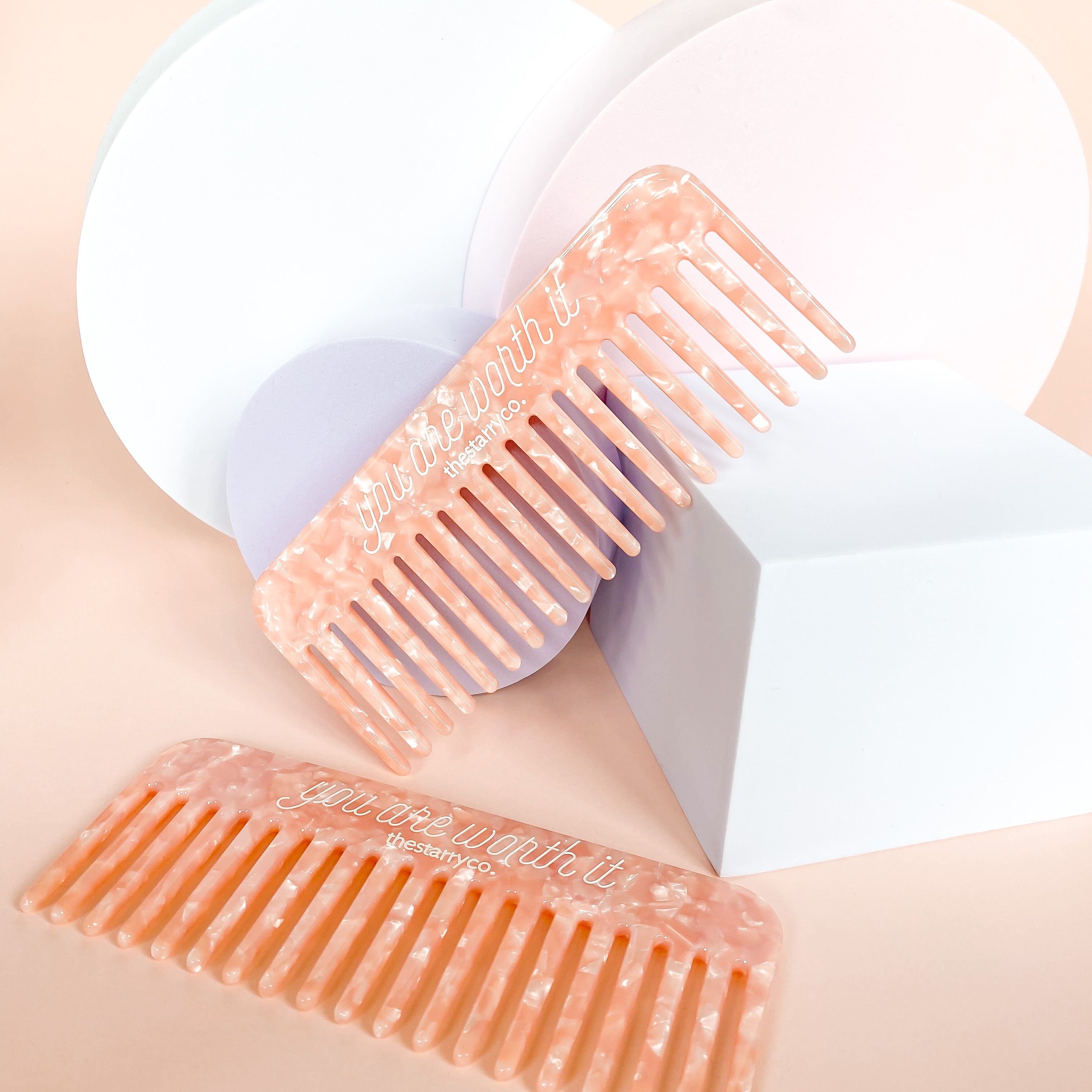 &quot;YOU ARE WORTH IT&quot; PINK SHELL COMB